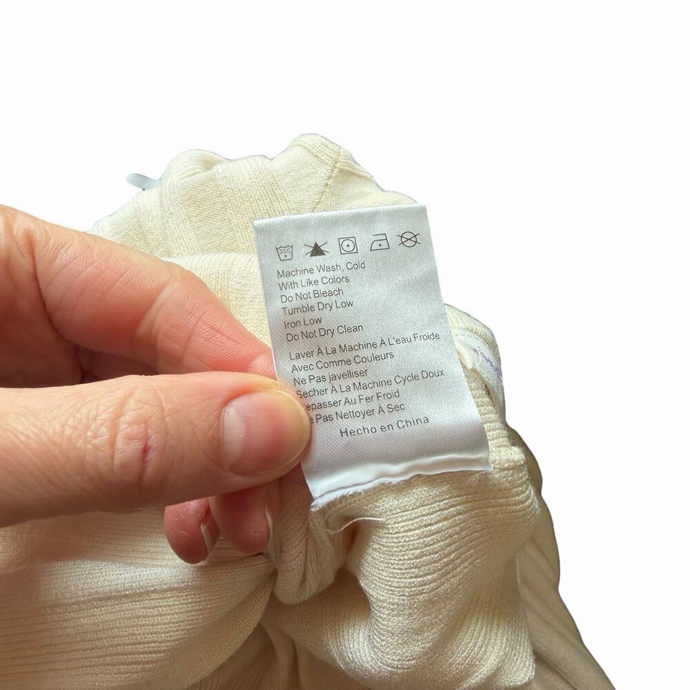 Find Me Now Womens Small Ribbed Pants Straight Leg Cream Ivory Lounge Casual - Picture 5 of 10